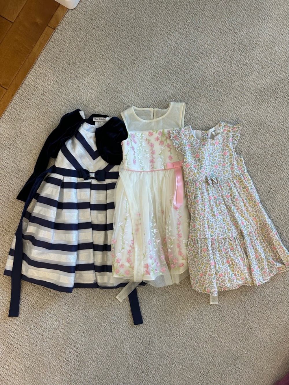 Navy & White Striped Party Dress for Girls